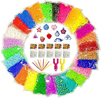 Momo's Den - Kid's Rubber Band Bracelet Kit with Bright Beads in Multicolor, Ideal Christmas/Birthday Gift with Creative Designs and Accessories
