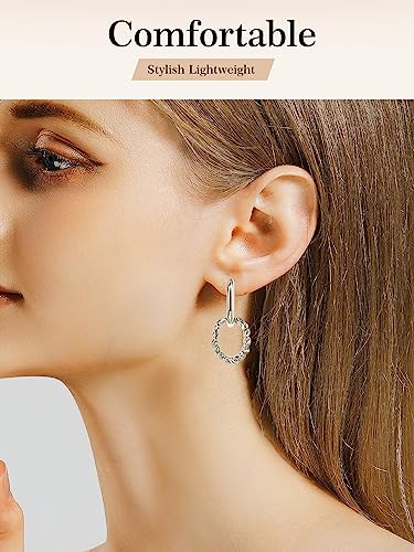 18K Gold Earrings Sterling Silver Hoop Drop Dangle Earrings Paperclip Detachable Link Chain Huggie Earrings for Women Jewelry Gifts