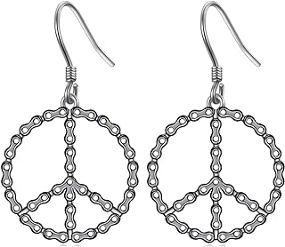 925 Sterling Silver Peace Sign Dangle Earrings with French Wire Back-Finding for Women and Girls - Unique Hippie Design from Grmdit