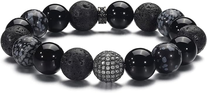 Natural 10-12mm Gorgeous Semi-Precious Gemstones Crystal Stretch Elastic Beaded Bracelet Unisex Relax Bangle for Mens