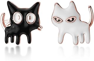 SLUYNZ Sterling Silver Cute Kitty Stud Earrings with Snap Back for Women and Teen Girls