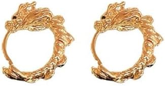 Punk Dragon Hoop Earrings for Women with Convenient Screw Back in Intricate Black Metal Design