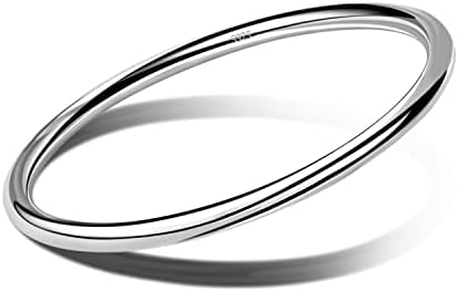 H&Beautimer Solid 925 Sterling Silver Italian Handmade Minimalist 4MM Bracelet for Women's Charm Jewelry 60-65MM Bangle 1/2/3 Set Birthday Gift