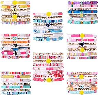 Charming Polymer Clay Bead Bracelets with Buckle Clasp for Women, Colorful Bohemian Design