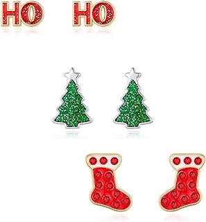 Festive Grinch Stud Earrings with Zinc Alloy Finish for Women, Assorted Christmas Designs