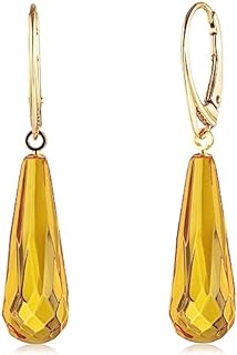 Natural Baltic Amber Drop Earrings for Women - Gold Plated Sterling Silver Closure, Dangle Real Amber Jewelry, Elegant Ladies Gemstone Fashion Accessory