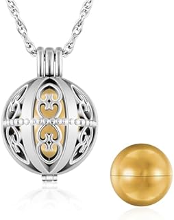 Dletay Vintage Hollow Flower Cremation Jewelry for Ashes Locket Urn Necklace with Rounded Mini Keepsake Urn for Human Ashes