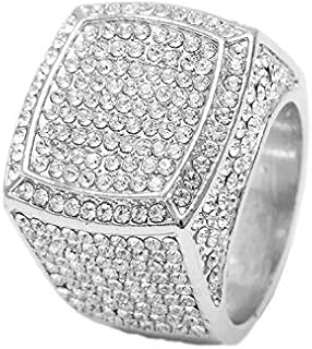 Stunning Iced-Out Synthetic-Stone Men's Wedding Ring by Charles Raymond - With a Distinctive Hip Hop Flair for Fashion Forward Gentlemen