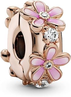 Charming Pink Daisy Bracelet with 925 Sterling Silver Cubic Zirconia Clasp for Women, Floral Design - From China