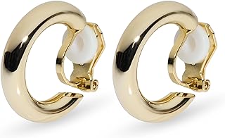 14k Gold Hoop Clip On Earrings - Comfortable Adjustable Padded Snap on No Piercing Hoop Earring, Non Pierced Fake Trendy Simple Earrings for Women Girls Teens…