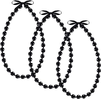 Rtteri 3 Pcs Graduation Kukui Nuts Lei Necklace Chunky Acrylic Hawaiian Leis Necklace with Ribbon Bow Class of 2024 Graduation Gift for Women Men Kids