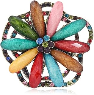 Exaggerated Flower Statement Ring for Women Girls Gold Plated Colorful CZ Rhinestone Birthstone Big Cherry Blossom Petals Finger Rings Fashion Art Deco Jewelry Gift for Christmas Festival Cocktail Party