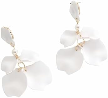 Acrylic Rose Petal Drop Earrings for Women Flower Petal Dangle Earrings Bohemian Tassel Floral Earrings Valentine's Day Gift