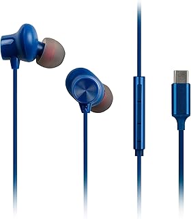 Panasonic Écouteurs Intra Auriculaires USB-C, Micro et Télécommande Intégrés, Basses Puissantes, Ajustement Personnalisé, 1,2 m Bleu, Parfaits pour Smartphone
