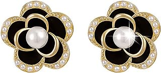 Black Imitation Pearl Stud Earrings - 925 Sterling Silver Crafted for Women & Girls, Sterling Silver Push Back Design, 1-inch Alloy Steel