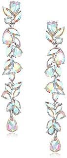 EVER FAITH Wedding Rhinestone Crystal Chandelier Dangle Earrings for Women Brides, Art Deco Marquise Teardrop Bridal Long Dangle Drop Earrings for Prom