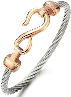 COOLSTEELANDBEYOND Stainless Steel Infinity Love Bangle Bracelet for Women