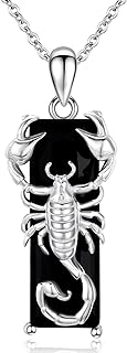 Black Crystal Necklace Scorpion Necklace 925 Sterling Silver Scorpion Pendant Jewelry Anniversary Birthday Gifts for Men Women Her