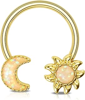 Melighting 16G Septum Rings Moon Daith Piercing Jewelry Star Septum Jewelry 316L Surgical Steel Nose Rings Hoop Helix Earrings Cartilage Jewelry for Women