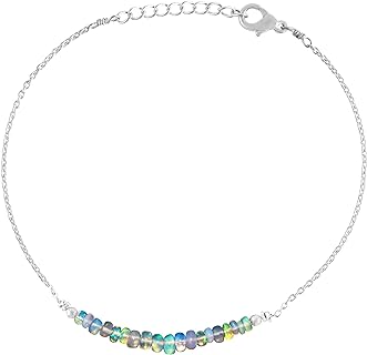 Opal Bead Chain Bracelet with Spring Ring Clasp, Perfect for Her, Natural Ethiopian Design