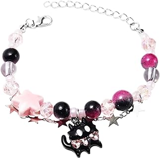 Ghost Bead Bracelet with S Hook Clasp & Acrylic Gems, Delicate Alloy, Imitation Pearl Design for Trendy Individuals, Unique Hip Hop Style Gift