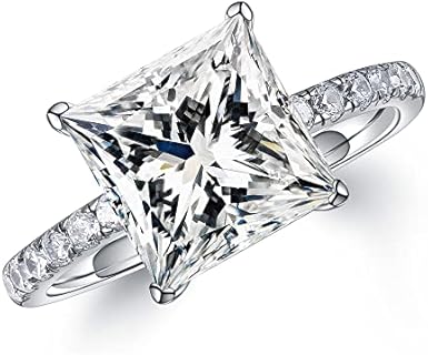 MOOSEA 1.5ct Princess Cut Moissanite Engagement Rings for Women, Brilliant D Color VVS1 Clarity Lab Created Diamond Wedding Rings 14K White Gold Vermeil V Setting Moissanite Rings
