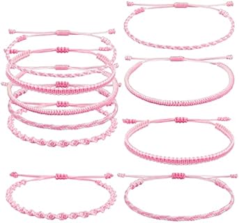 Ornaland 5 Pcs 5 Styles Nylon Thread Woven Braided Bracelets Set Handmade Braided Rope Bracelets Surfer Stretch Friendship Bracelets Adjustable Wrist Cord for Women Men