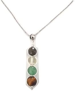 Healing Crystal prosperity Necklace, Prosperity, Attract Money, Attract Wealth, Tiger Eye, Citrine, Green Aventurine,Pyrite