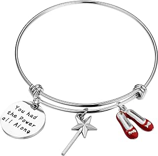 Wizard of Oz Charm Bracelet with Box Chain, Movie-Inspired Design for Daughters, Stainless Steel