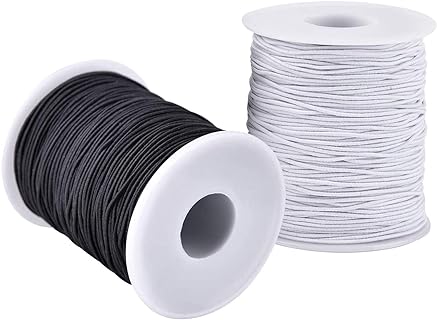 Durable Stretchy Elastic String for Jewelry Making with LUSTEMBER Beading Cord, Black and White, Ideal For Bracelet Designs & DIY Crafts