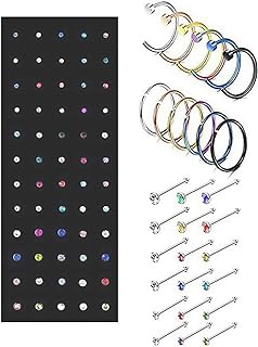 22G 72PCS 316L Stainless Steel Nose Studs Rings Cartilage Hoop Ear Piercing Body Jewelry 1.5MM 2MM 2.5MM