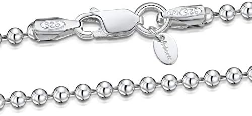 Amberta 925 Sterling Silver 2 mm Ball Chain Necklace Various Styles
