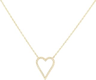 Heart Necklace for Women Girls Trendy Preppy Jewelry Gold Plated Love Heart Pendant, Heart Paperclip Chain Necklace for Teen Girls Cute Heart Necklaces Birthday Gifts for Women Dainty Jewelry