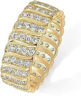 PAVOI 14K Gold Plated Chunky Ring | Cubic Zirconia Stackable Rings | Chunky Wide Band for Women