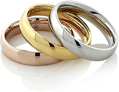 Gem Stone King Stainless Steel Rose Yellow Gold and Silver 3 Tri-Color Stacking Set of 3 Band Ring (Available 5,6,7,8,9,10,11)