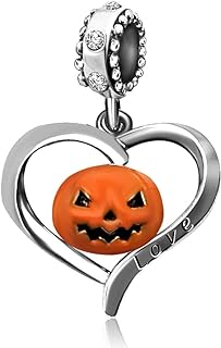 JMQJewelry Pumpkin Heart Halloween Birthday Birthstone Dangle Ctystal Love Womens Beads Charms for Bracelet Christmas Jewelry