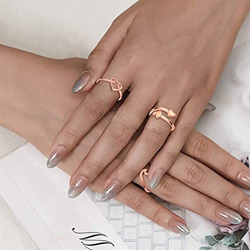 12Pcs Adjustable Rings for Women Cute Star Moon Heart Wave Snake Ring Set Thumb Knuckle Stackable Rings Band Jewelry