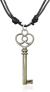 Antique Bronze Celtic Skeleton Key to Your Heart Charm Pendant Adjustable Cord Necklace 16"-30"