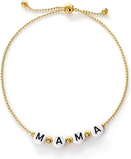 14k Gold-Dipped Mama Bracelet with S Hook, 3.93 inches Width | Non-Allergenic, Comfortable Fit | Designed in California | Hope International Charity Partner