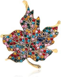 Exquisite Rhinestone-Encrusted Maple Leaf Brooch with Pin Clasp for Women and Girls - Chic Stainless Steel Fashion Accessory