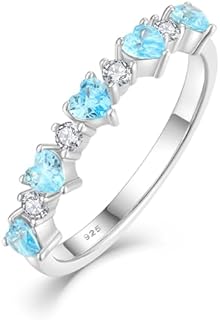 Stackable Rings 925 Sterling Silver Rings Half Eternity Ring Birthstones Ring for Women 6-9 Size