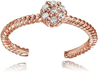Rose Gold Cubic Zirconia Flower Toe Ring in 925 Sterling Silver for Women and Teen Girls by Hoops & Loops