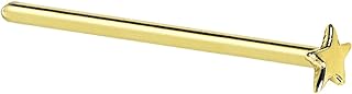 Stunning 14k Yellow Gold Fishtail Nose Ring with Star Design for Piercing Enthusiasts - Comfortable Straight Fit & Sophisticated Appeal, Handcrafted in the USA