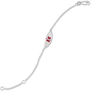925 Sterling Silver 5 Inch+1 Inch Extention Medical Alert ID Bracelet Jewelry for Women