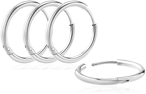 Silver Gold Huggie Hoop Earrings Small Thin Mini 6mm 8mm 10mm 12mm 14mm 16mm,Hypoallergenic Surgical Stainless Steel Cartilage Hoop Earring for Women Men