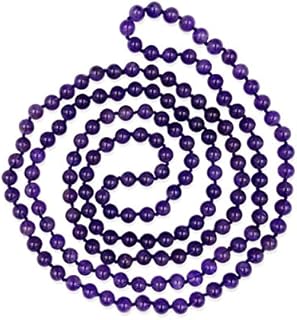 MGR MY GEMS ROCK! 6-8MM Beaded and Hand Knotted Polished Genuine Stone Multi-Layer Long Endless Infinity Chakra Mala Style Statement Necklace for Men or Women, 60 Inch Long.