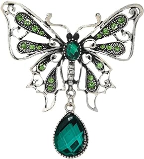 Vintage Rhinestone Butterfly Brooch Pin for Women Girls Boho Green Teardrop CZ Crystal Birthstone Brooches Lapel Pins Elegant Wedding Birthday Mother's Day Jewelry Gift