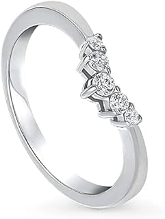 BERRICLE Wishbone Sterling Silver Wedding Rings with Cubic Zirconia Stones, 5-Stone Curved Band Design for Women, Rhodium Plated Size 4-10