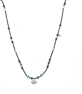 Ping An Lock Necklace Vintage Black Chinese Pendant Beaded Necklace Advanced Exquisite Fashion Versatile Women's Valentine's Day Gift 15.7 inch