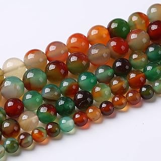 Lobster Clasp+ZXYMLZ 15" Semi-Precious Peacock Agate Bead Necklace in Stone+Silver Chain+Round Shape, Perfect for DIY Jewelry Enthusiasts